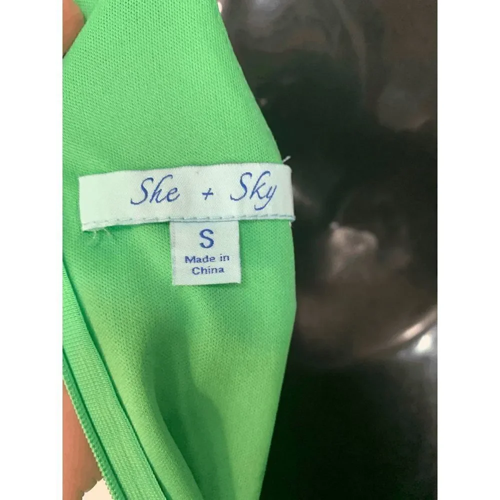 She + Sky Kelly Green Halter Mini Dress - Picture 7 of 9